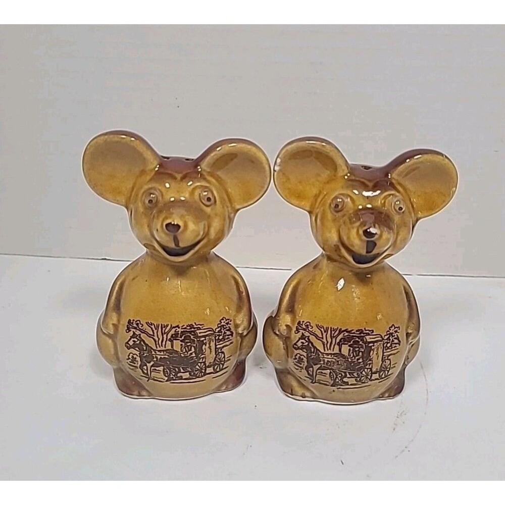 Vintage Mice with Googly Eyes Salt and Pepper Shakers Capsco kitchy
